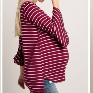 Pinkblush Tops - Pinkblush Burgundy Striped Bell Sleeve Top Pinkblush Tops - Pinkblush Burgundy Striped Bell Sleeve Top